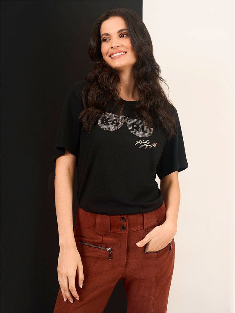 Blusa Karl Lagerfeld Estampada Preta Fashion Nomade